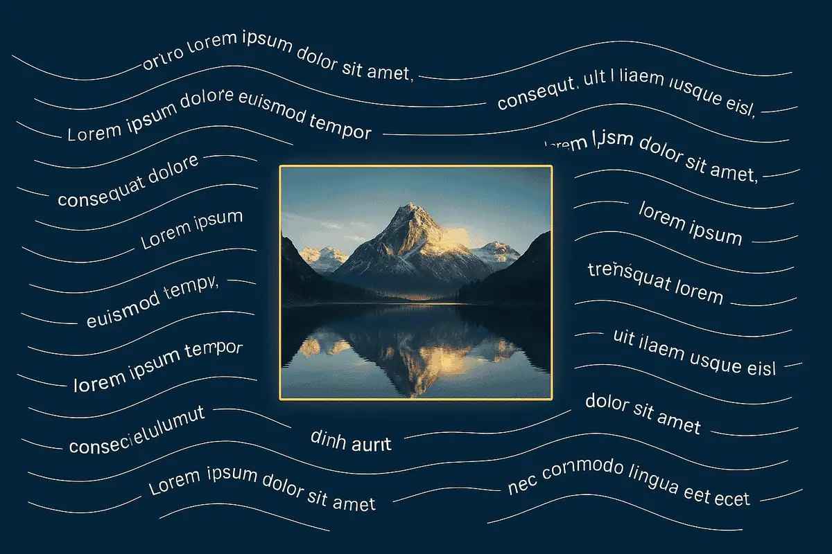 Illustration conceptuelle montrant une image centrale valorisée par le texte qui l'entoure, représentant l'importance du contexte et du E-E-A-T pour le SEO des images.